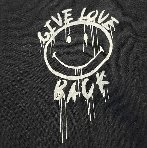 Smiley X H&M Cotton Black Long Sleeve Graphic Tee Size Xs - Picture 3 of 6